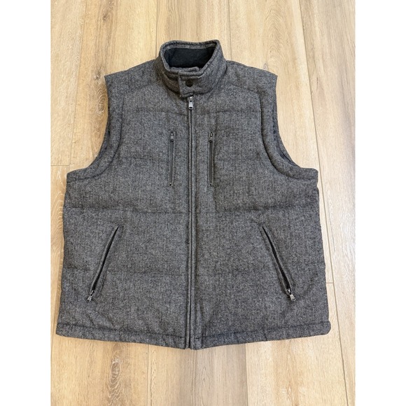 Michael Kors Other - Michael Kors Full Zip Herringbone Wool Gray Black Down Puffer Vest  Men XXL‎